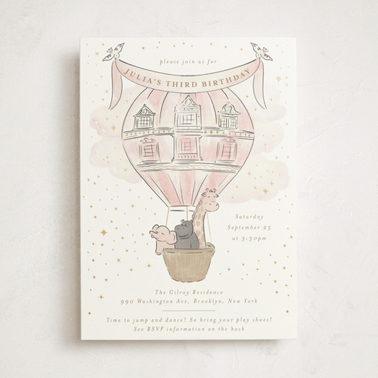 "Storybook Safari" - Children's Birthday Party Invitations in Cotton by Jenna Holcomb - Front