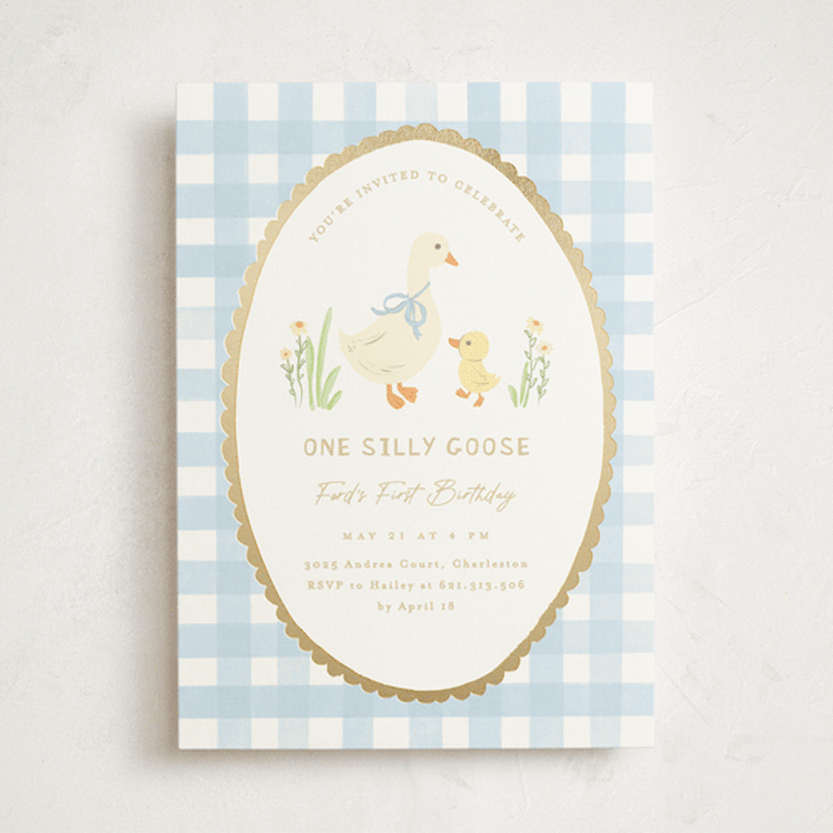 "Vintage goose" - Children's Birthday Party Invitations in Sky by Creo Study - Front
