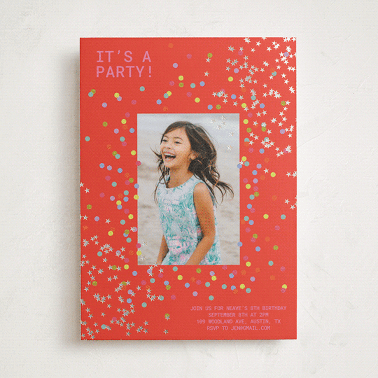 "Extra Special" - Children's Birthday Party Invitations in Strawberry by Inkblot Design - Front
