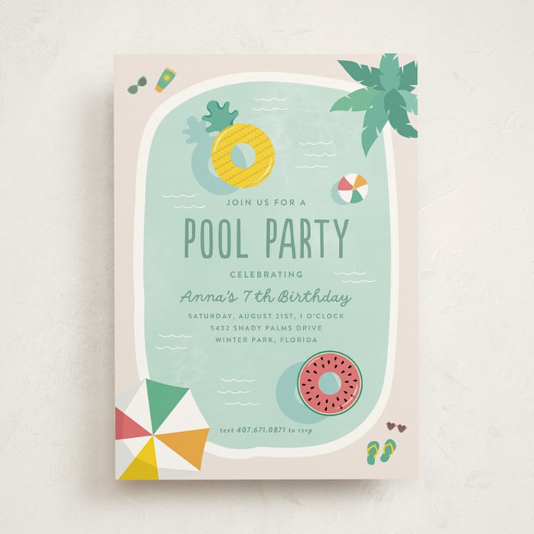 "Splish Splash" - Children's Birthday Party Invitations in Pineapple by Annie Holmquist - Front