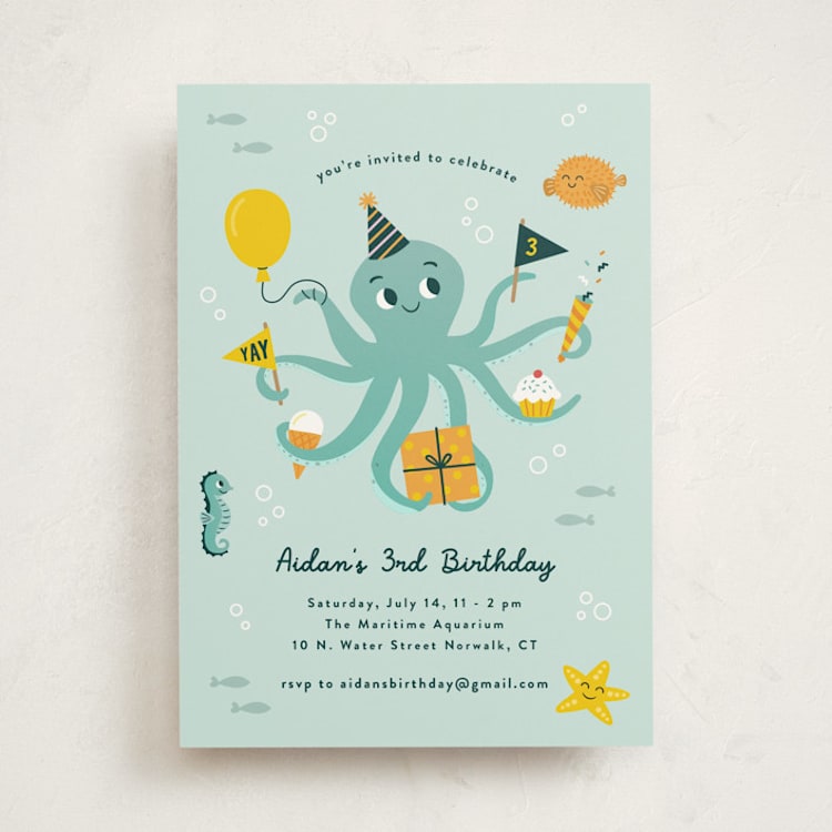 "Underwater fun" - Children's Birthday Party Invitations in Sea by Annie Holmquist - Front