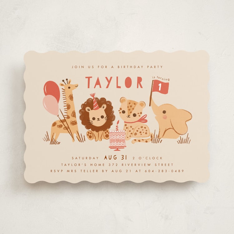 "It's a party" - Children's Birthday Party Invitations in Poppy by Vivian Yiwing - Front
