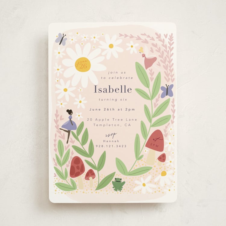 "Fairies" - Children's Birthday Party Invitations in Rose by Hudson meet Rose - Front