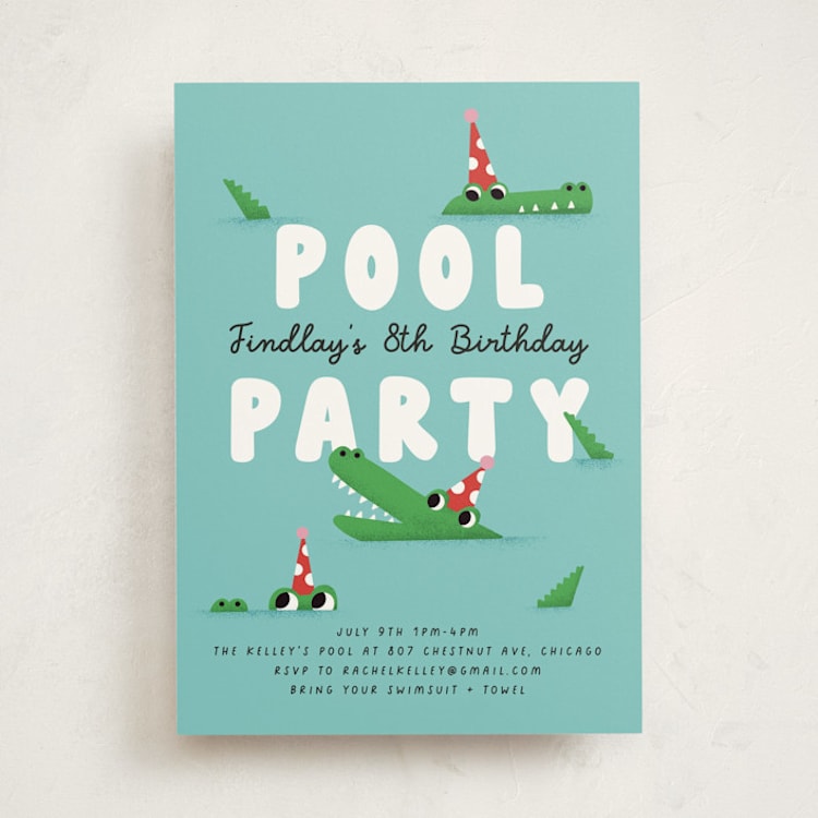 "Pool Party" - Children's Birthday Party Invitations in Fruit Punch by mo kelley - Front