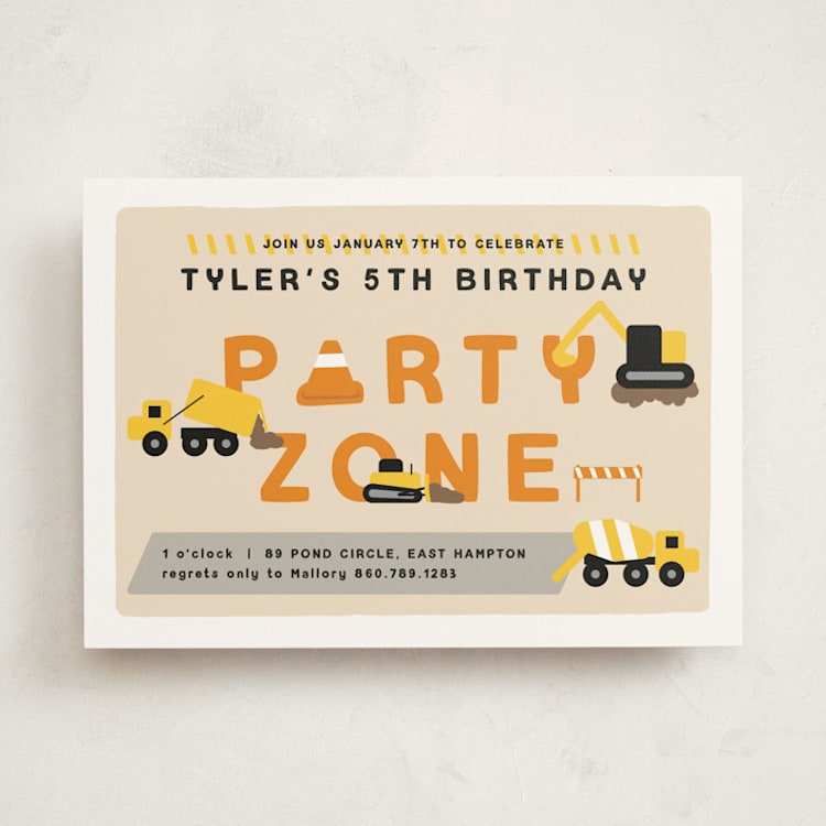 "party zone" - Children's Birthday Party Invitations in Lemon Drop by Nicole Senecal - Front