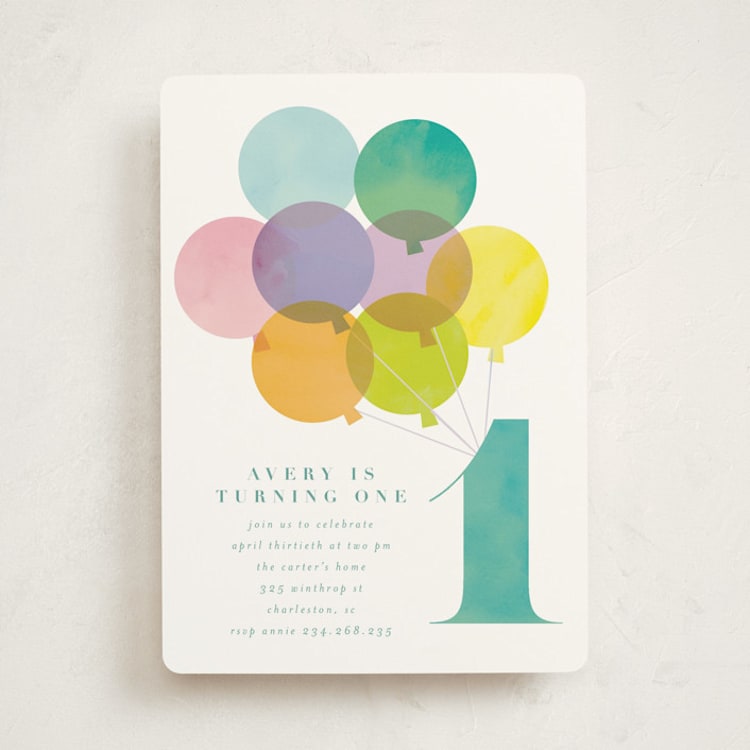 "year" - Children's Birthday Party Invitations in Teal by Lori Wemple - Front