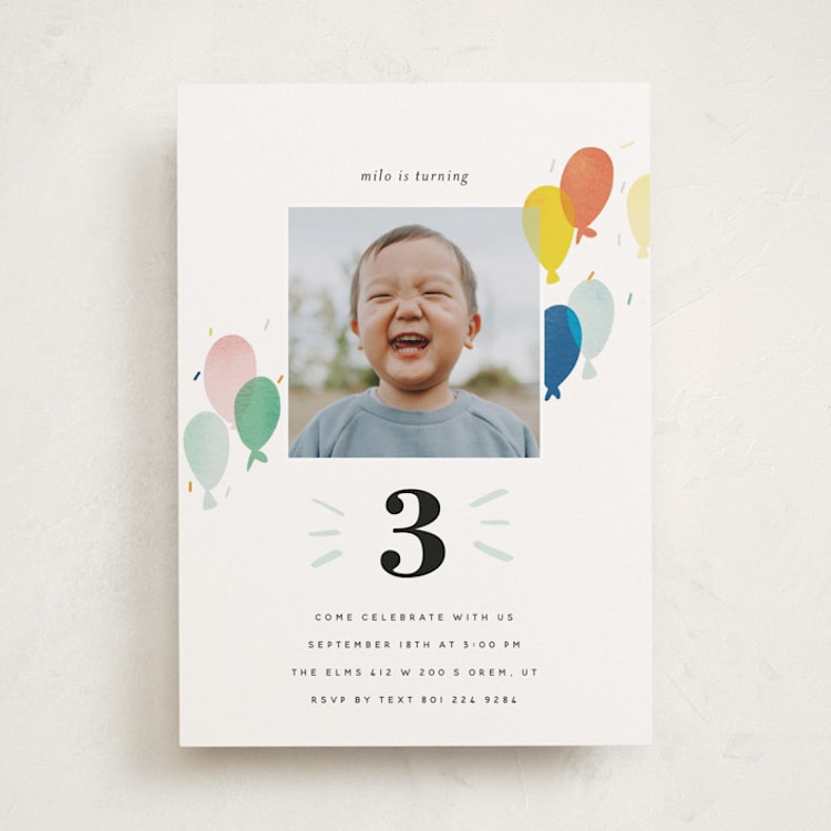 "balloon overlay" - Children's Birthday Party Invitations in Sea by Stephanie Hawkes - Front