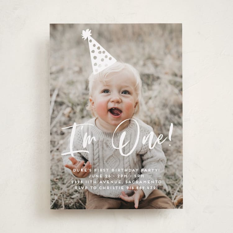 "Hats Off" - Children's Birthday Party Invitations in Sugar by Christie Garcia - Front