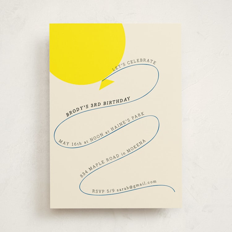 "Balloon" - Children's Birthday Party Invitations in Cream by Baumbirdy - Front