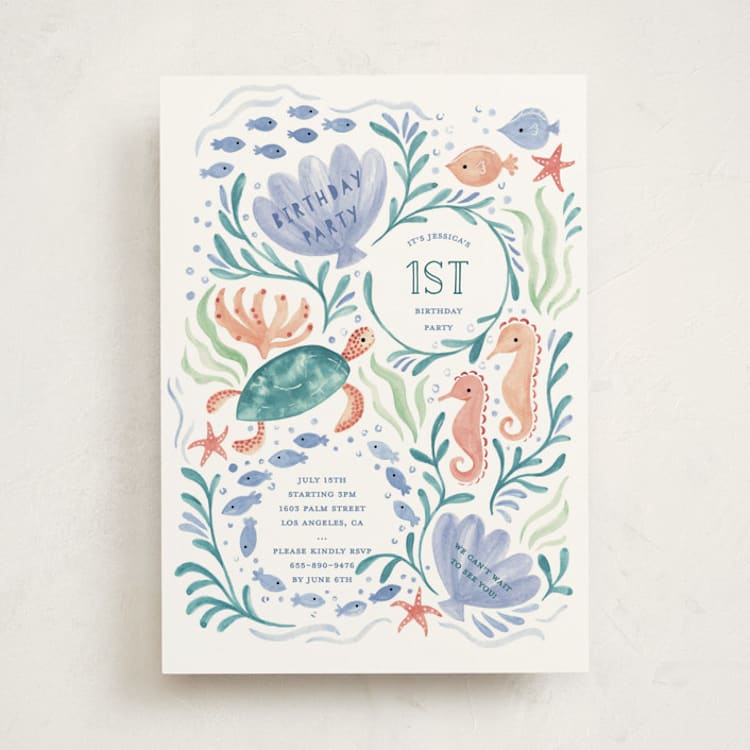 "Sea Party" - Children's Birthday Party Invitations in Lavender Waters by Sarah Knight - Front