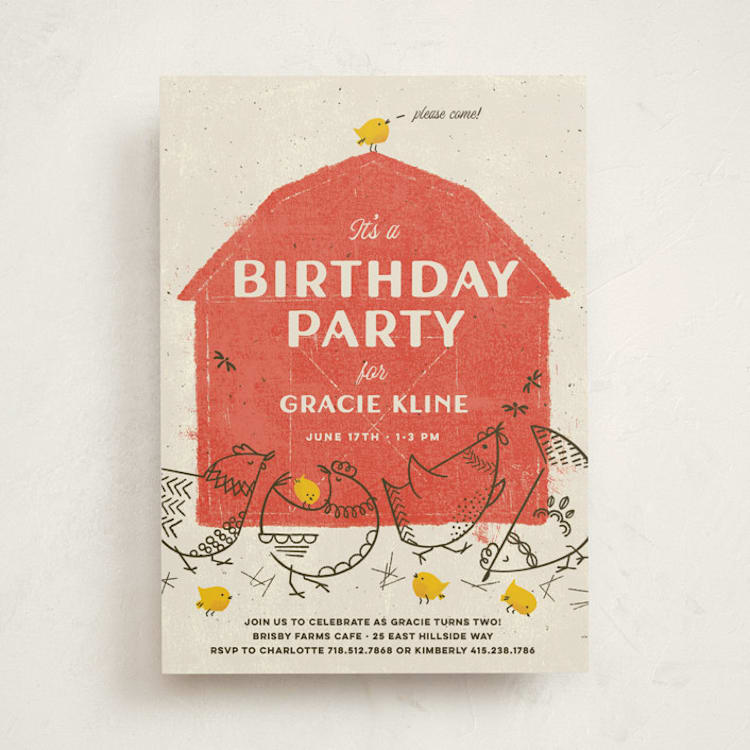 "Barnyard Parade" - Children's Birthday Party Invitations in Barn by Kimberly Morgan - Front