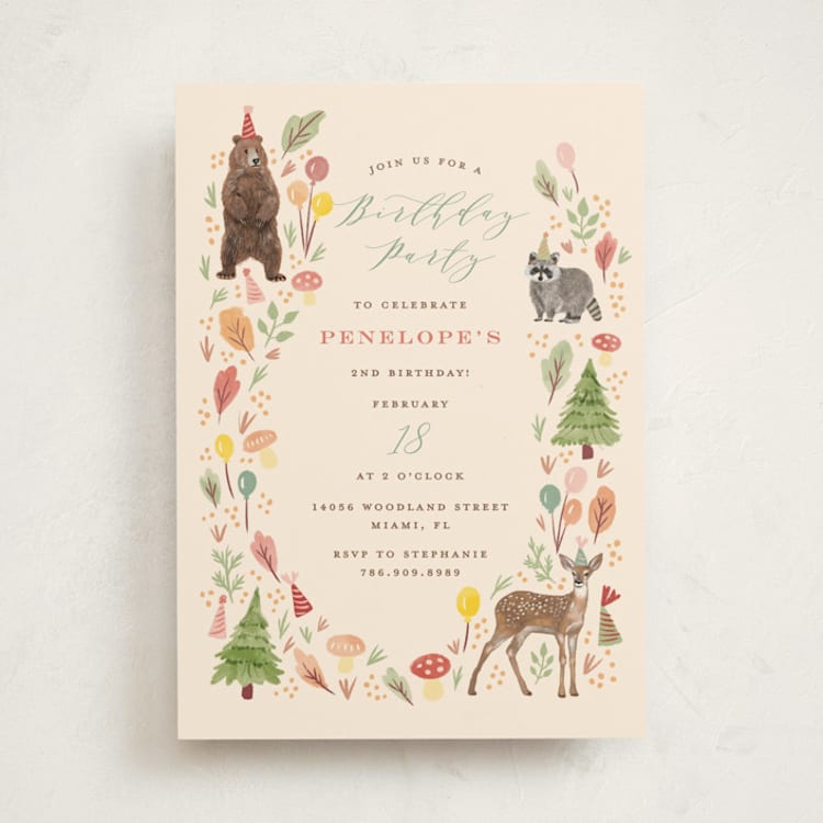 "Woodland Celebration" - Children's Birthday Party Invitations in Sunshine by iamtanya - Front