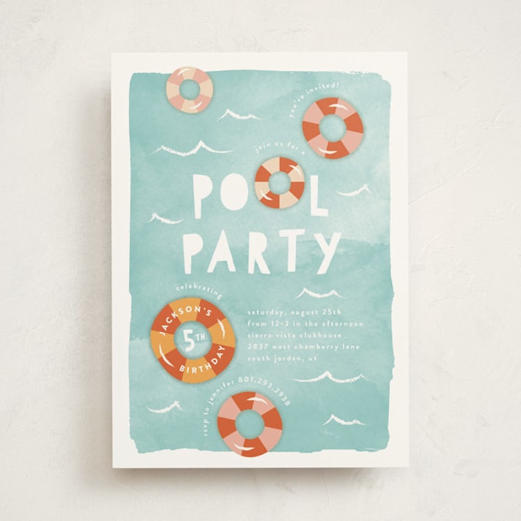 "Pool Party" - Children's Birthday Party Invitations in Palm Springs by Robert and Stella - Front