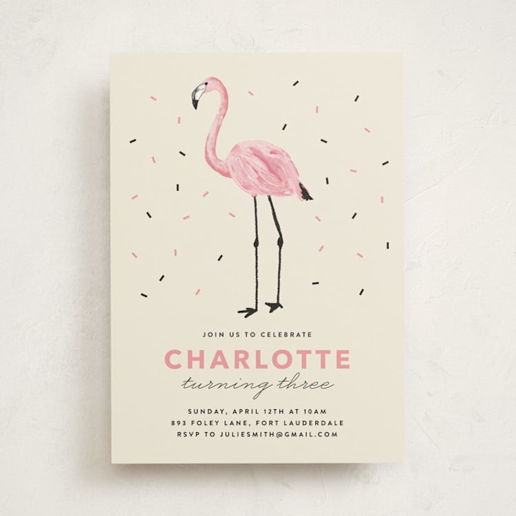 "flamingo sprinkles" - Children's Birthday Party Invitations in Crepe by Cass Loh - Front