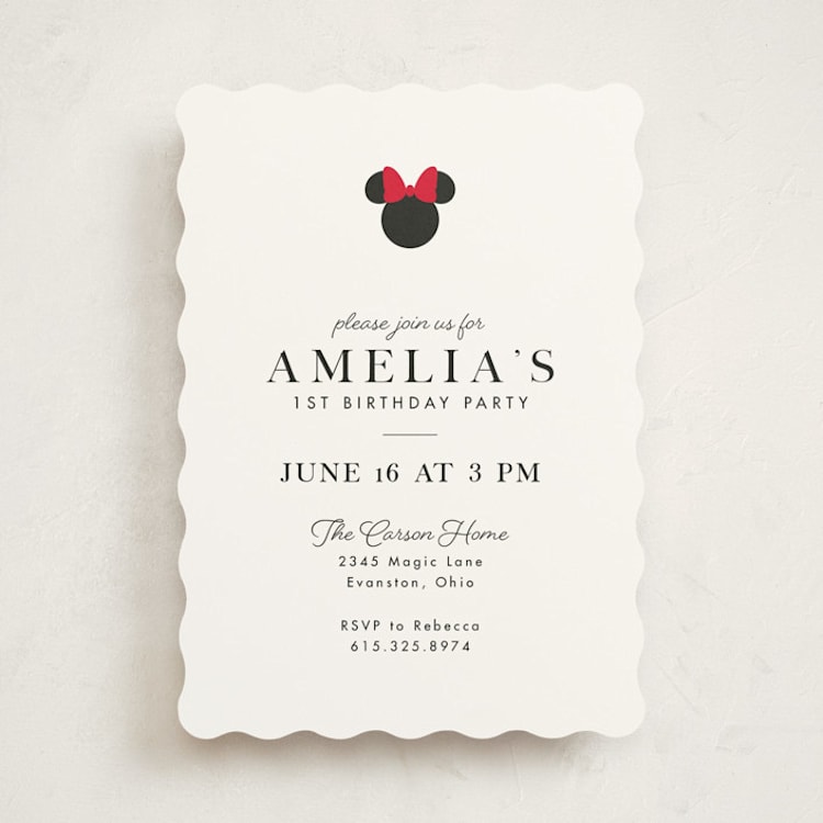 "Disney Simply Minnie Birthday" - Children's Birthday Party Invitations in Strawberry by Julee London - Front