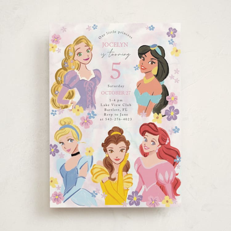 "Disney's Princess Portrait" - Children's Birthday Party Invitations in Cotton Candy by Cass Loh - Front
