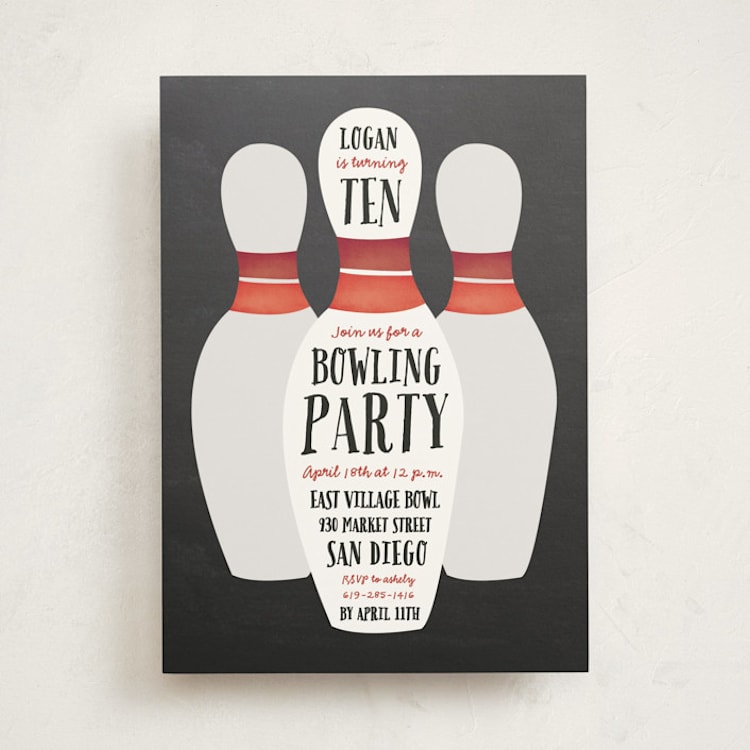 "Lucky Strike" - Children's Birthday Party Invitations in Bowling Ball by Erica Krystek - Front