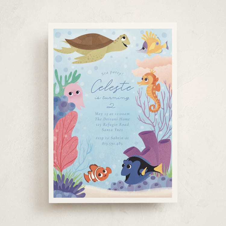 "Disney and Pixar's Finding Nemo Friends" - Children's Birthday Party Invitations in Sea by Sabrin Deirani - Front