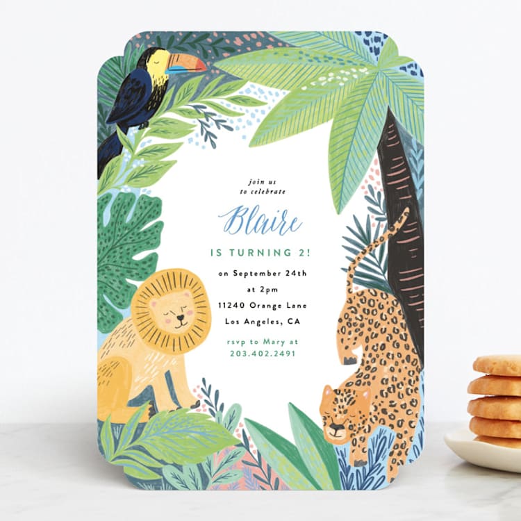 "Jungle Animal Sketchbook" - Children's Birthday Party Invitations in Canary by Alethea and Ruth - Front