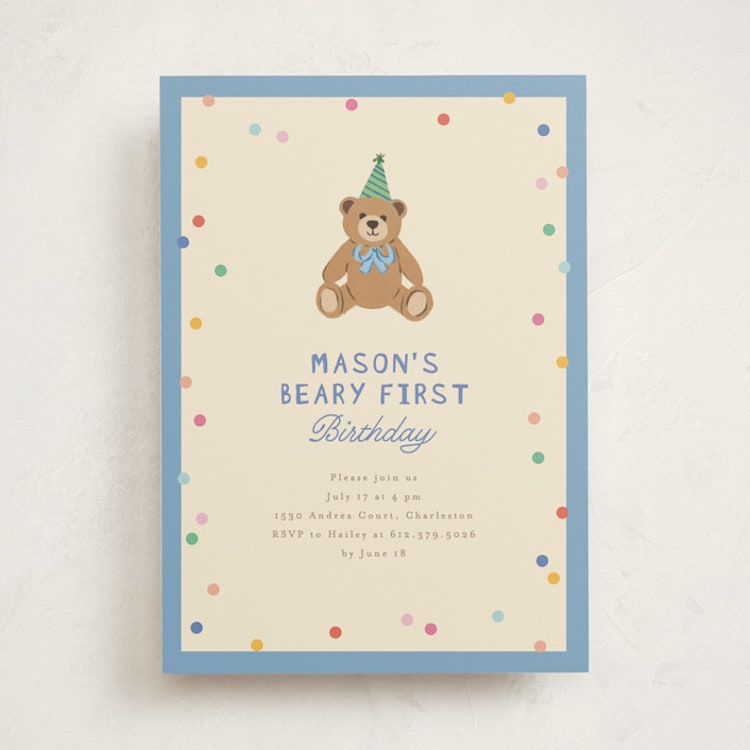 "Beary first birthday" - Children's Birthday Party Invitations in Pond by Creo Study - Front