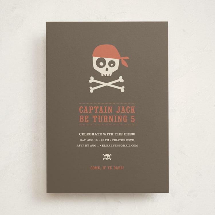 "Argh Pirates" - Children's Birthday Party Invitations in Chocolate by Lori James - Front
