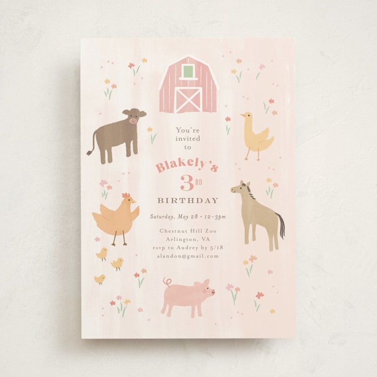 "storybook farm" - Children's Birthday Party Invitations in Strawberry by Jennifer Wick - Front