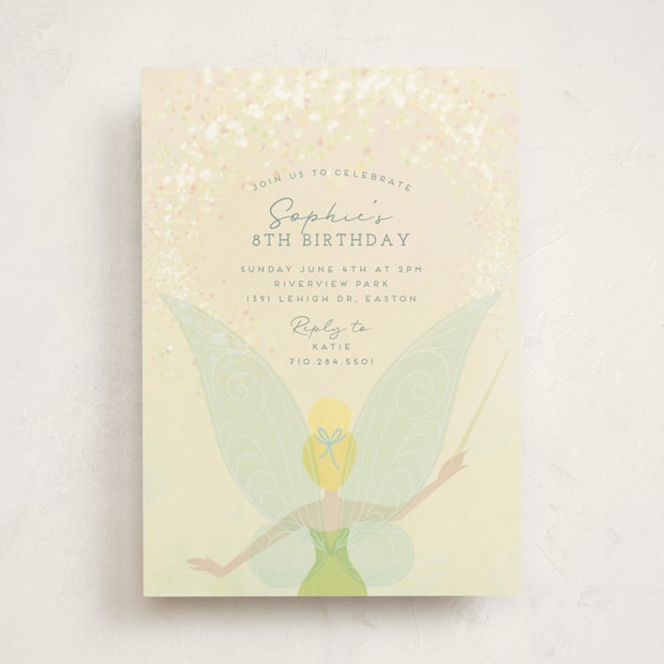 "Disney's Tinkerbell Fairy Dust" - Children's Birthday Party Invitations in Pixie by Heather Cairl - Front