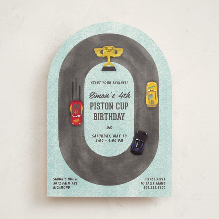 "Disney and Pixar Cars Dinoco 400" - Children's Birthday Party Invitations in Sky by Carly Reed Walker - Front