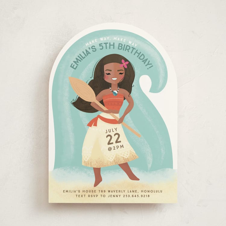 "Disney's Moana Make Way, Make Way" - Children's Birthday Party Invitations in Shell by Itsy Belle Studio - Front