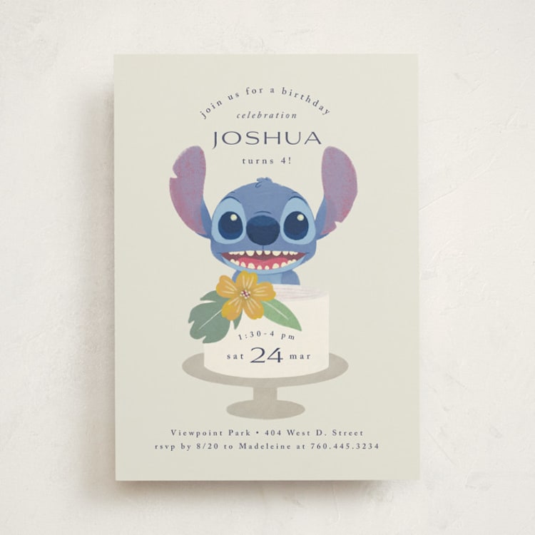 "Disney Keiki Cake" - Children's Birthday Party Invitations in Coconut by Griffinbell Paper Co. - Front