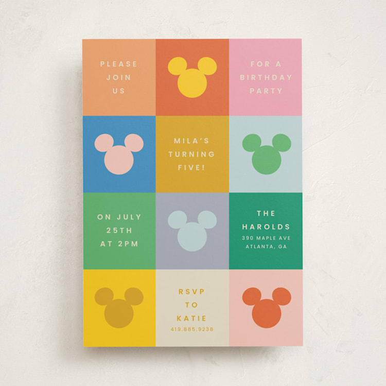 "Vibrant Disney Mickey" - Children's Birthday Party Invitations in Bold by Ellen Schlegelmilch - Front