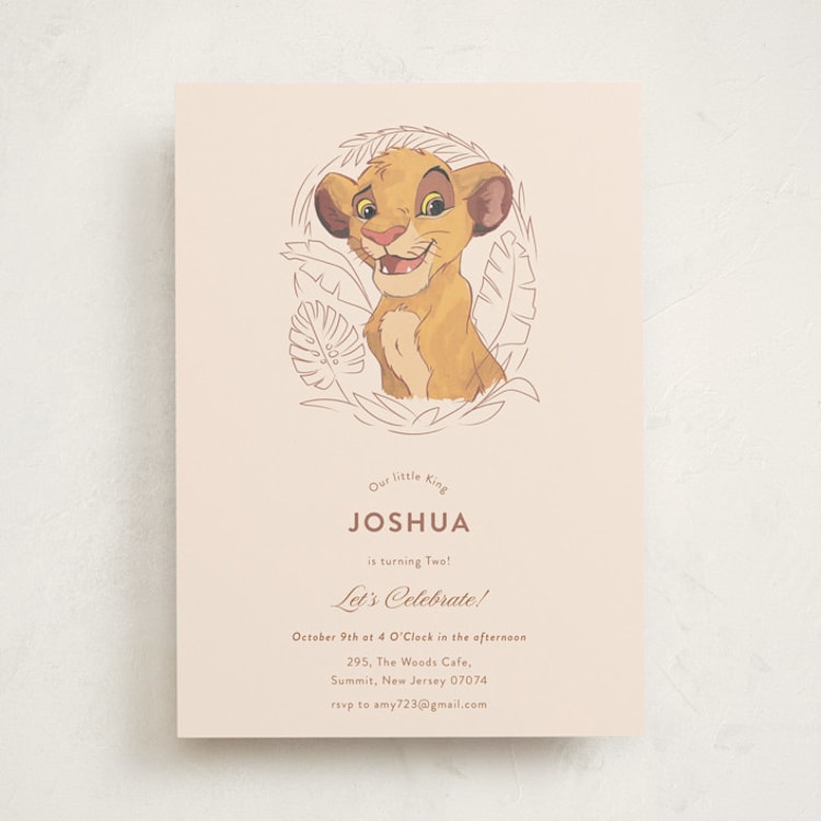 "Simba from Disney's The Lion King" - Children's Birthday Party Invitations in Bamboo by Teju Reval - Front