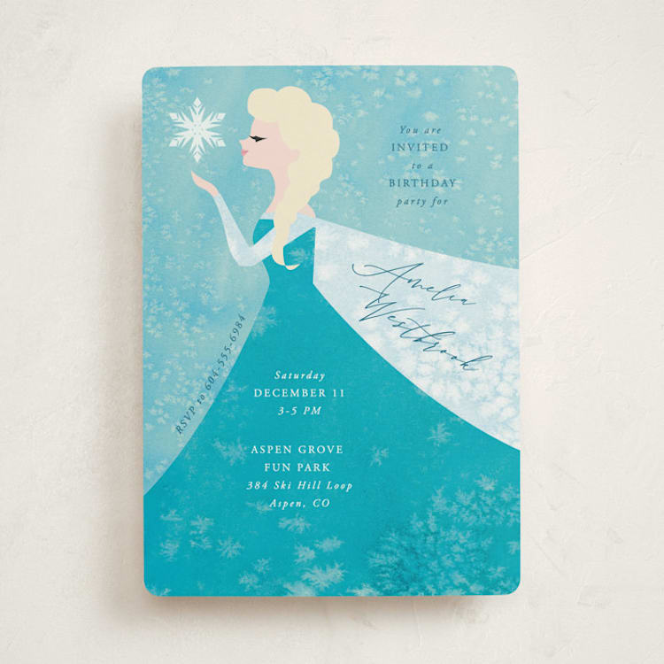 "Disney Elsa's Snowflakes" - Children's Birthday Party Invitations in Frost by Holly Whitcomb - Front