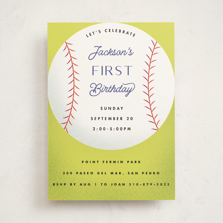 "baseball" - Children's Birthday Party Invitations in Grass by Becky Nimoy - Front