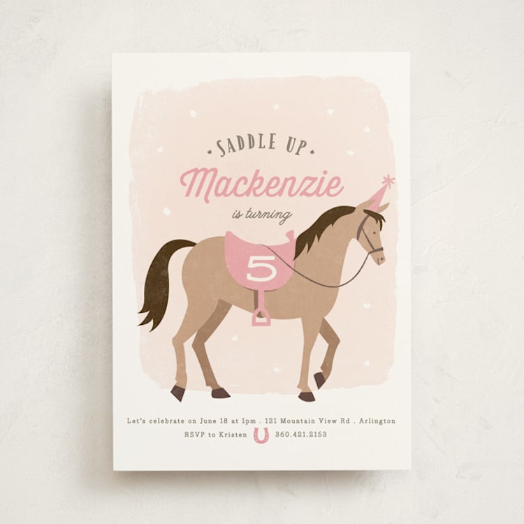 "Saddle Up" - Children's Birthday Party Invitations in Rose by Karidy Walker - Front