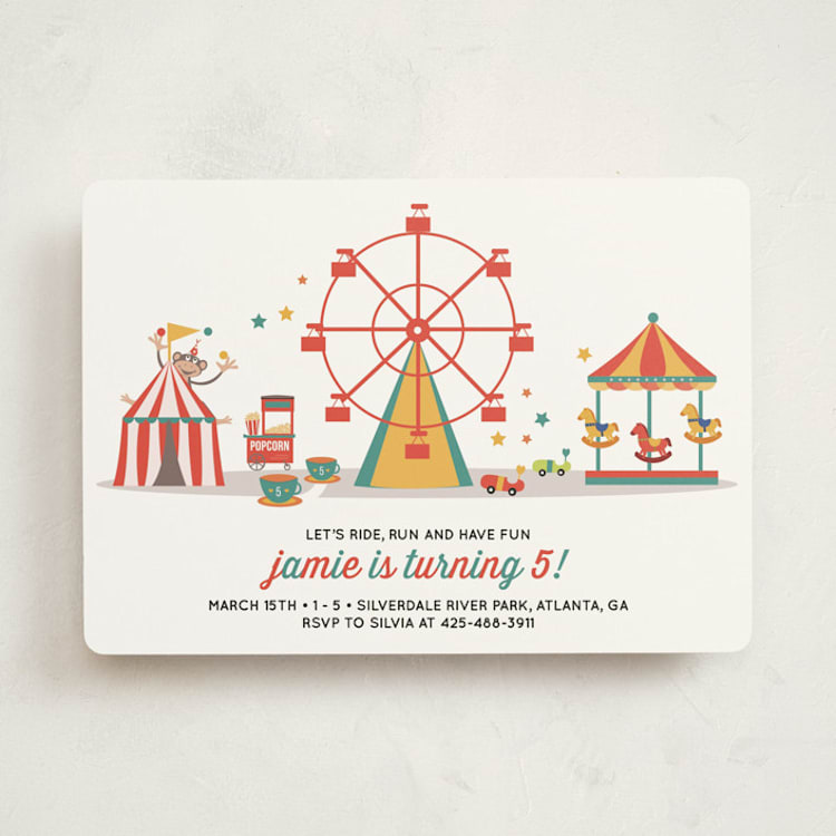 "Theme Park" - Children's Birthday Party Invitations in Citrus by Anupama - Front