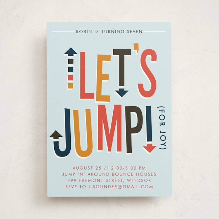 "Jump House" - Children's Birthday Party Invitations in Sky by Ellis - Front