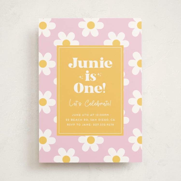 "Daisys" - Children's Birthday Party Invitations in Daisy by Little Print Design - Front