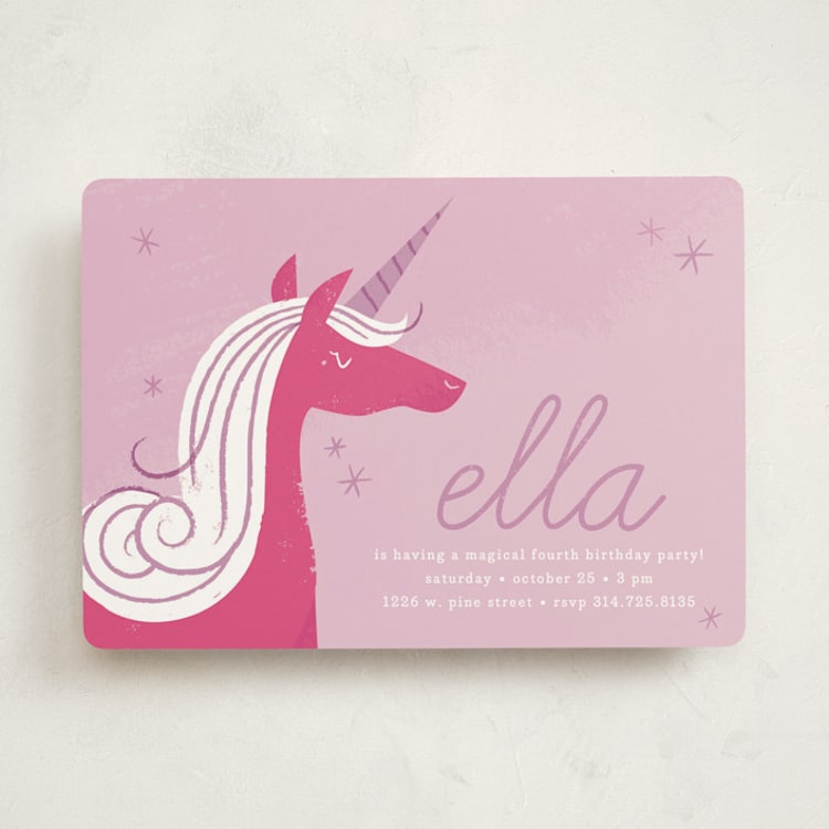 "Sweet Unicorn" - Children's Birthday Party Invitations in Lilac by Carmi Cioni - Front