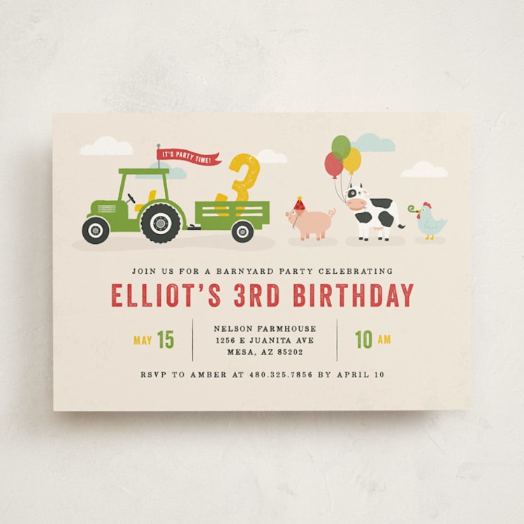 "Party Parade" - Children's Birthday Party Invitations in Cream by Michelle Taylor - Front