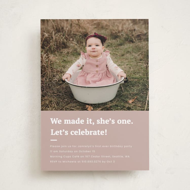 "Made it" - Children's Birthday Party Invitations in Blush by Adelyn T. - Front