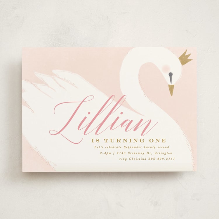 "sweet swan princess" - Children's Birthday Party Invitations in Ballet Slipper by Karidy Walker - Front