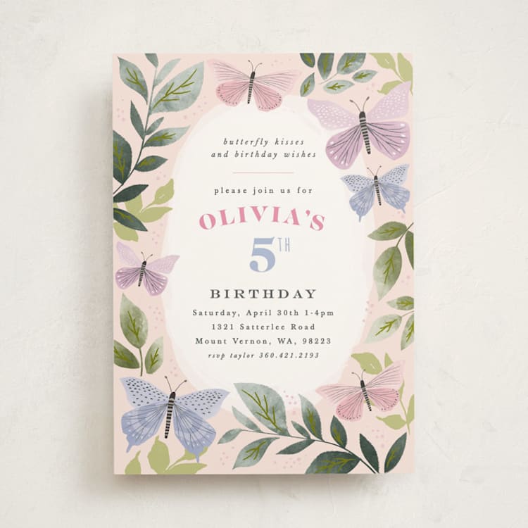 "butterfly kisses" - Children's Birthday Party Invitations in Petal by Karidy Walker - Front