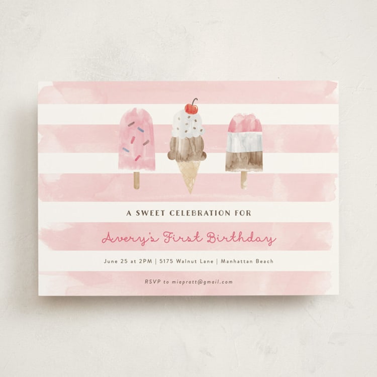 "Sweet Treats" - Children's Birthday Party Invitations in Bubblegum by Shirley Lin Schneider - Front