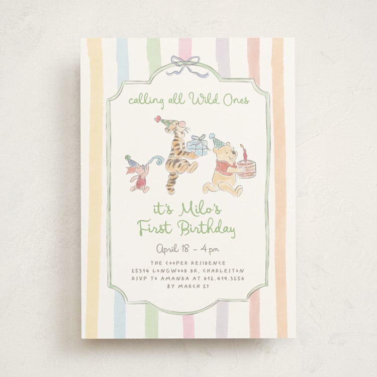 "Disney's Winnie and Friends Preppy Wild One" - Children's Birthday Party Invitations in Confetti by Creo Study - Front