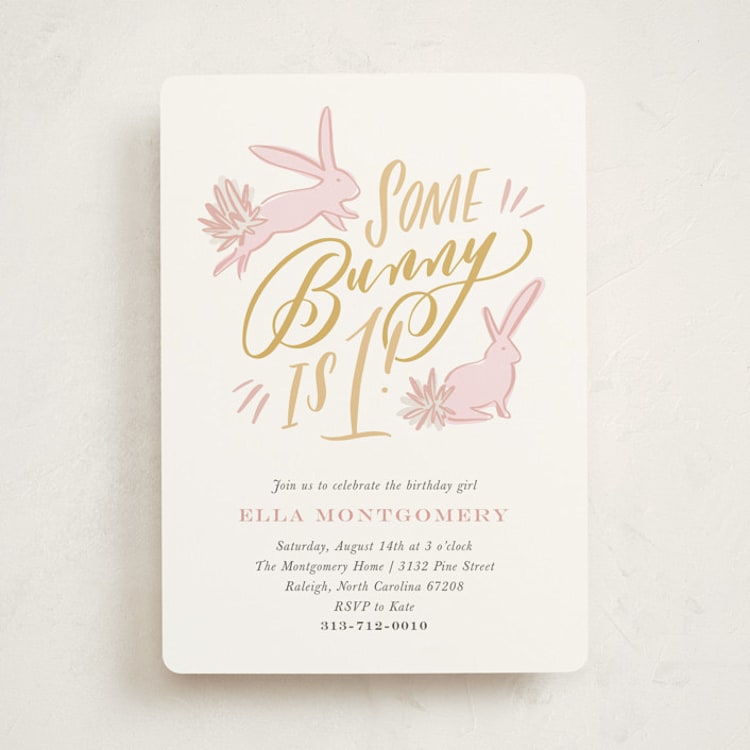 "Some Bunny" - Children's Birthday Party Invitations in Peony by Julie Murray - Front