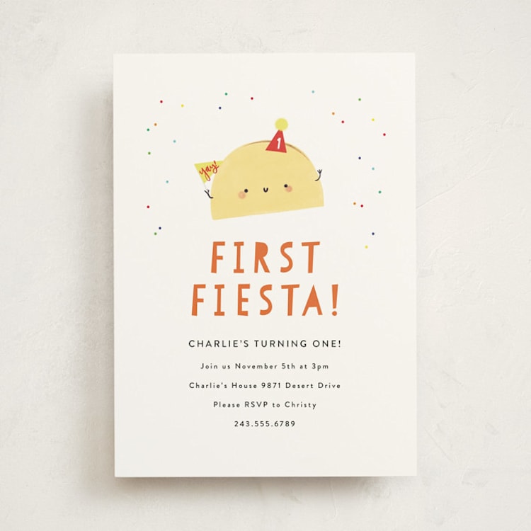 "1st Fiesta" - Children's Birthday Party Invitations in Spicy by Itsy Belle Studio - Front