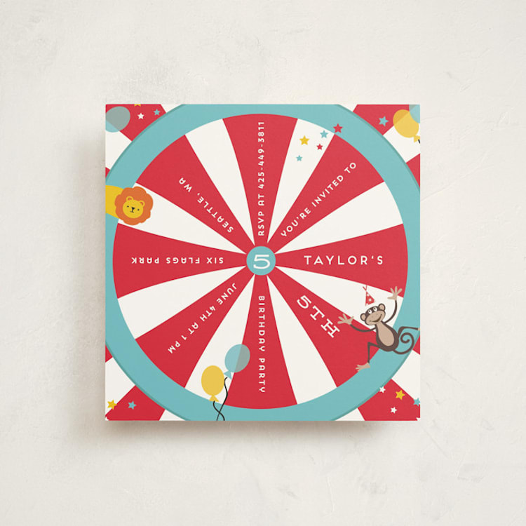 "Circus Party" - Children's Birthday Party Invitations in Tomato by Anupama - Front