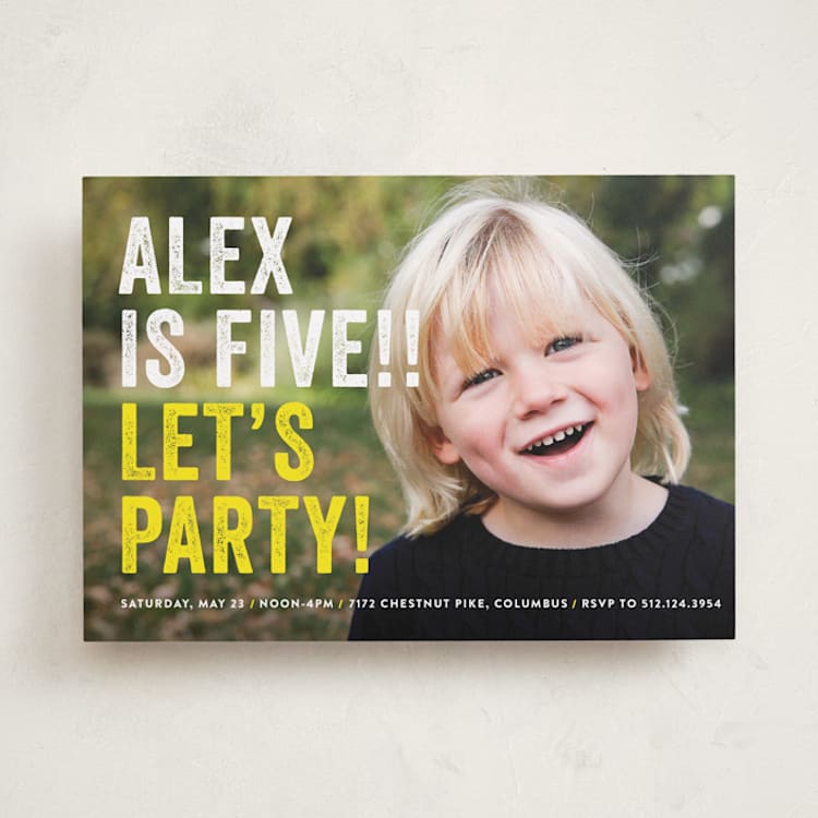 "Head Bang" - Children's Birthday Party Invitations in Lemon by Carrie ONeal - Front