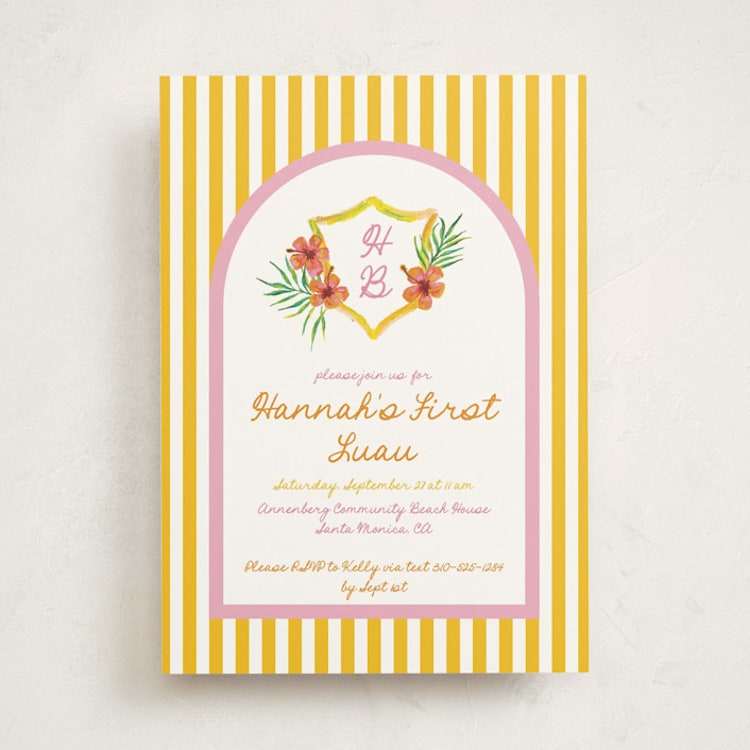 "Beach Club" - Children's Birthday Party Invitations in Lemon by Claudia Orengo - Front
